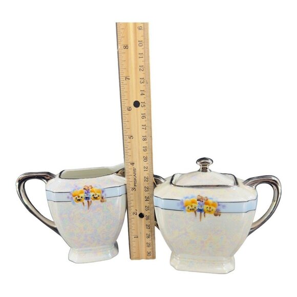 Vintage Germany Porcelain Ohme Sugar And Creamer W Tray Set 3 Signed J G Beard - Picture 7 of 16